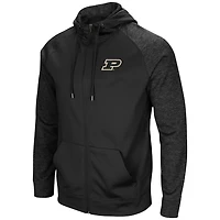 Sweat à capuche Colosseum Black Purdue Boilermakers Blackout 3.0 Tonal Raglan Full-Zip pour homme