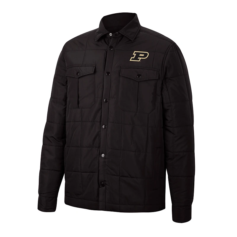Men's Colosseum Black Purdue Boilermakers Detonate Quilted Full-Snap Jacket