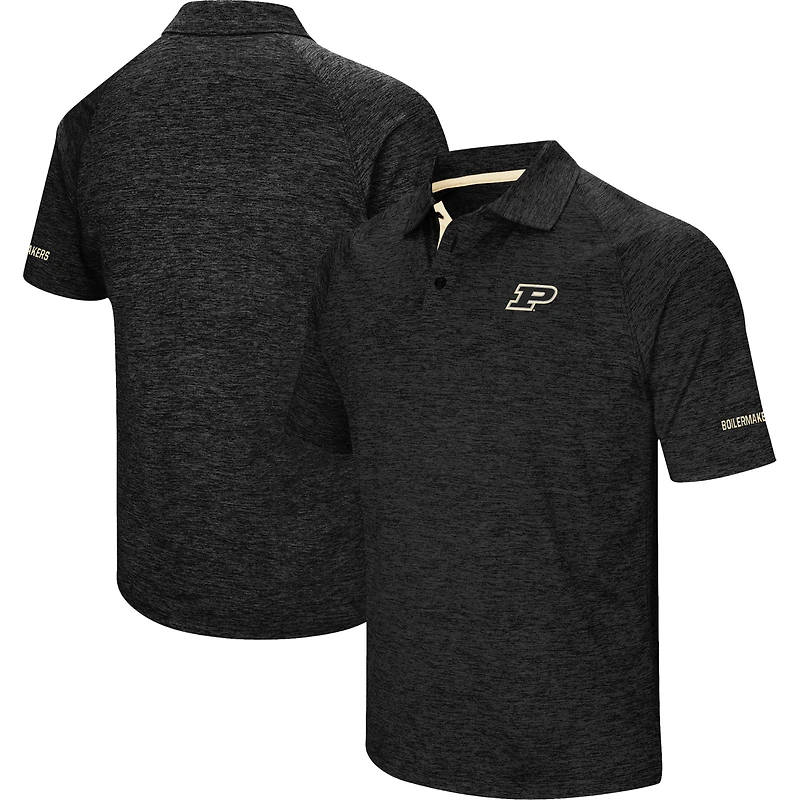 Men's Colosseum Black Purdue Boilermakers Down Swing Polo