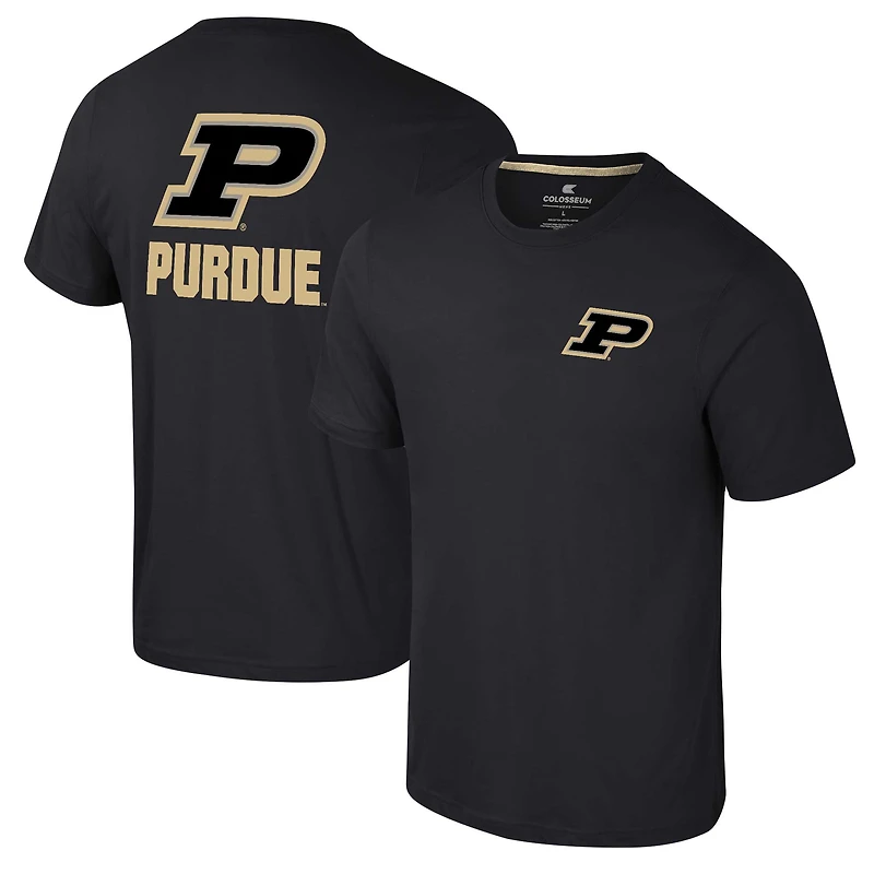 T-shirt Colosseum Black Purdue Boilermakers Logo Lockup 2-Hit Active Blend pour hommes