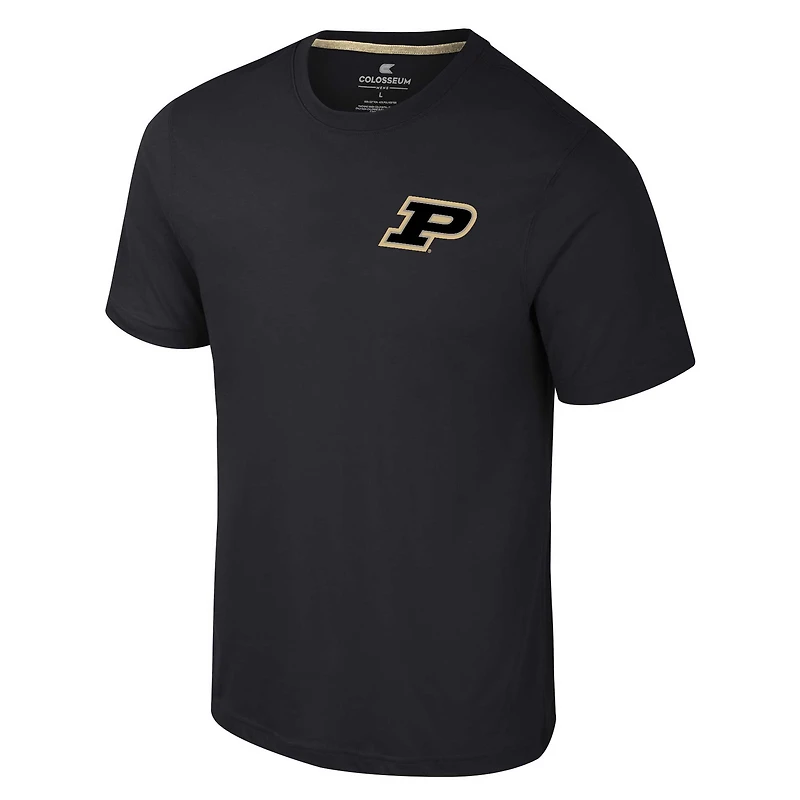 T-shirt Colosseum Black Purdue Boilermakers Logo Lockup 2-Hit Active Blend pour hommes