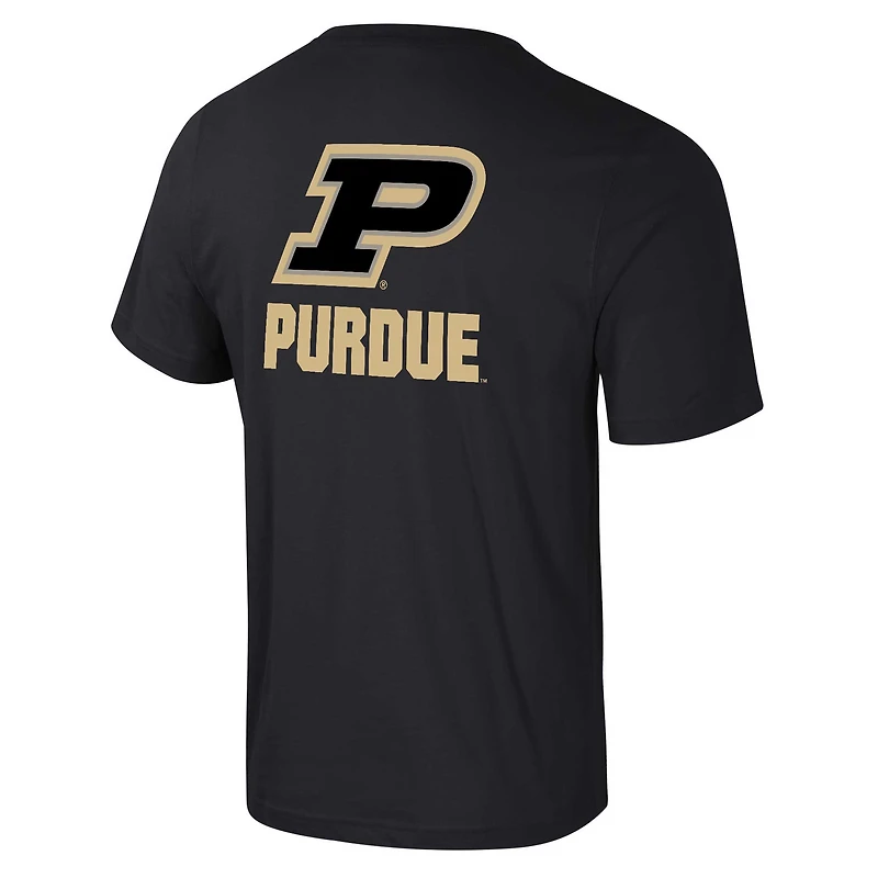 T-shirt Colosseum Black Purdue Boilermakers Logo Lockup 2-Hit Active Blend pour hommes
