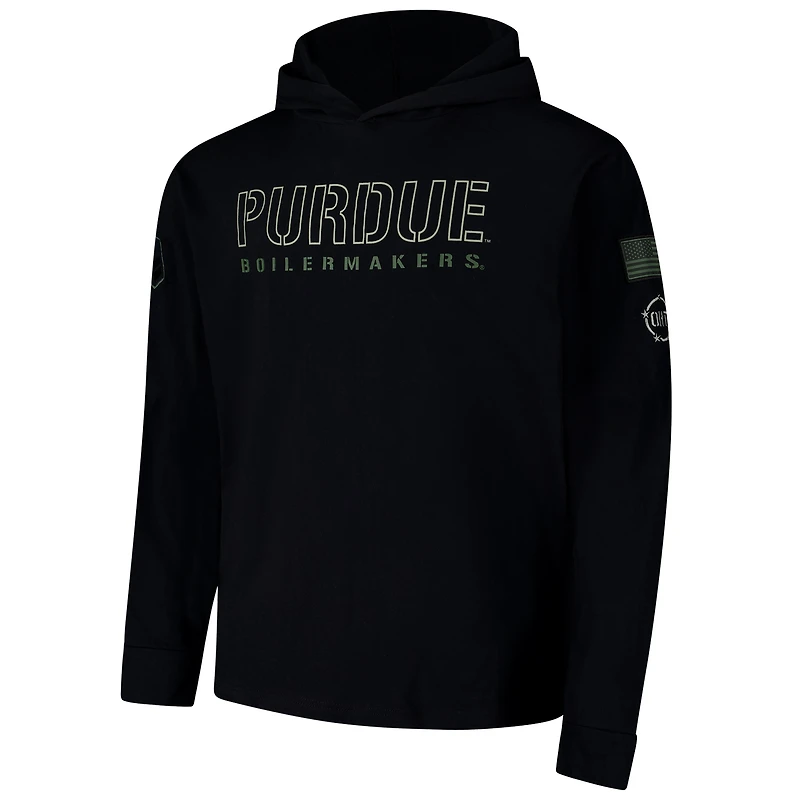 Men's Colosseum Black Purdue Boilermakers OHT Military Appreciation Hoodie Long Sleeve T-Shirt