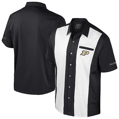Men's Colosseum Black Purdue Boilermakers Strike Bowling Button-Up Shirt
