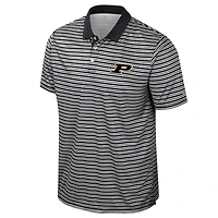 Men's Colosseum Black Purdue Boilermakers Striped Polo