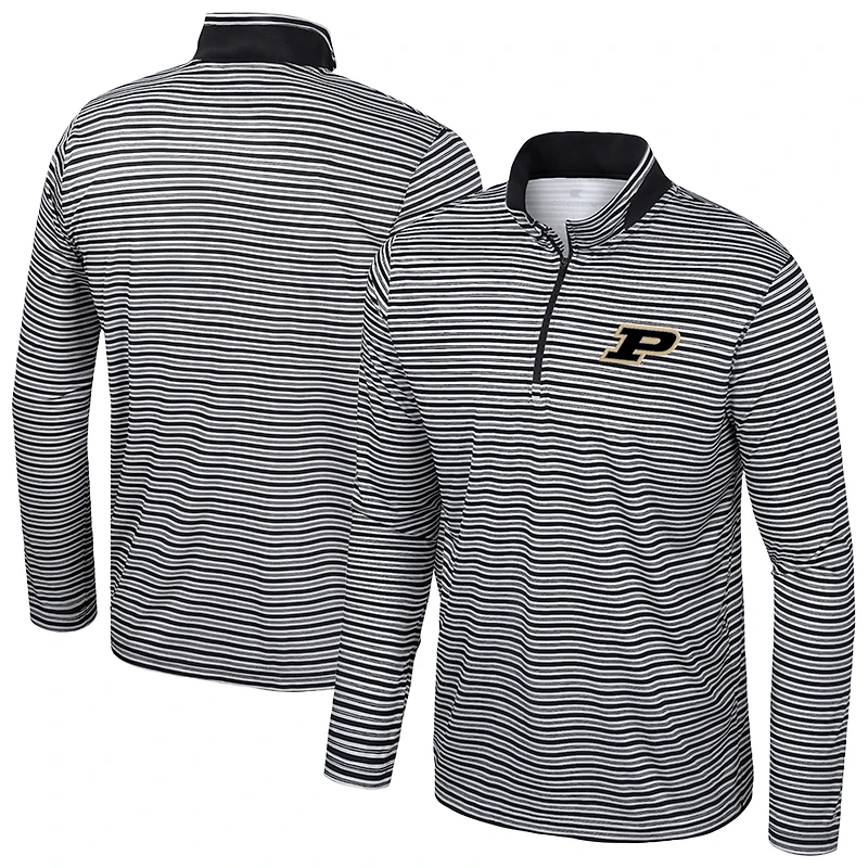 Haut rayé à glissière quart de tour Colosseum Black Purdue Boilermakers pour homme