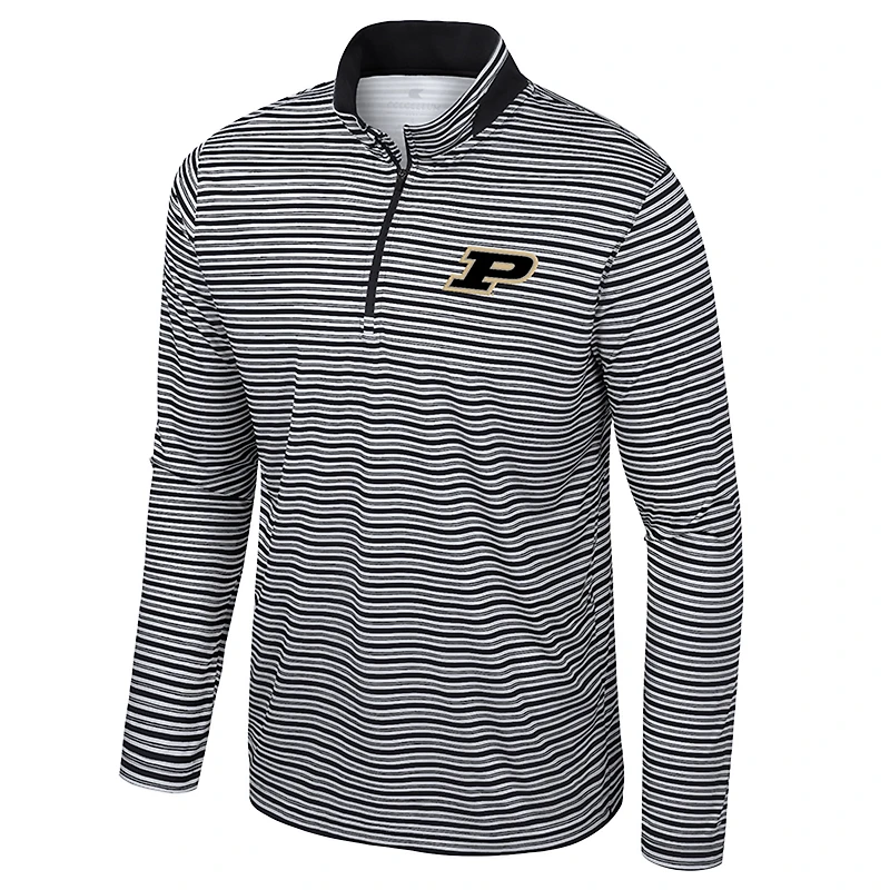 Haut rayé à glissière quart de tour Colosseum Black Purdue Boilermakers pour homme