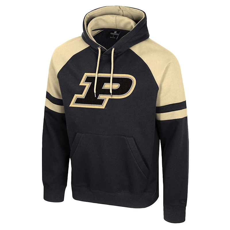 Men's Colosseum  Black Purdue Boilermakers Todd Raglan Pullover Hoodie