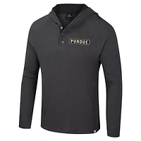 Men's Colosseum  Charcoal Purdue Boilermakers Dujour Ralgan Long Sleeve Henley Hoodie T-Shirt