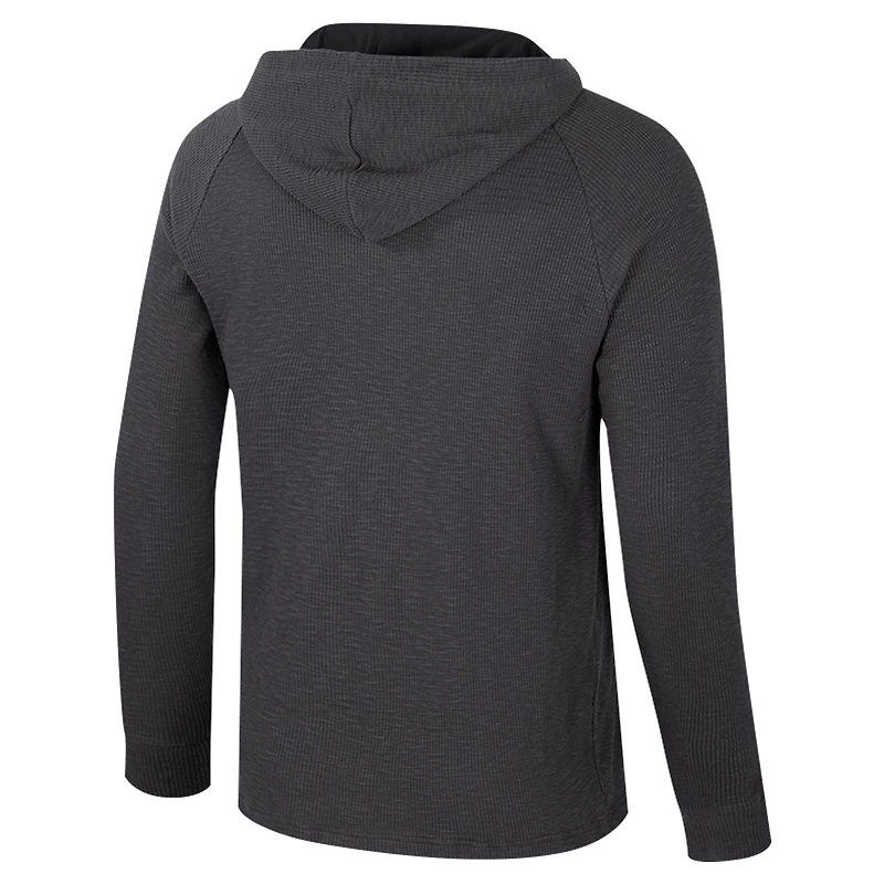 Men's Colosseum  Charcoal Purdue Boilermakers Dujour Ralgan Long Sleeve Henley Hoodie T-Shirt