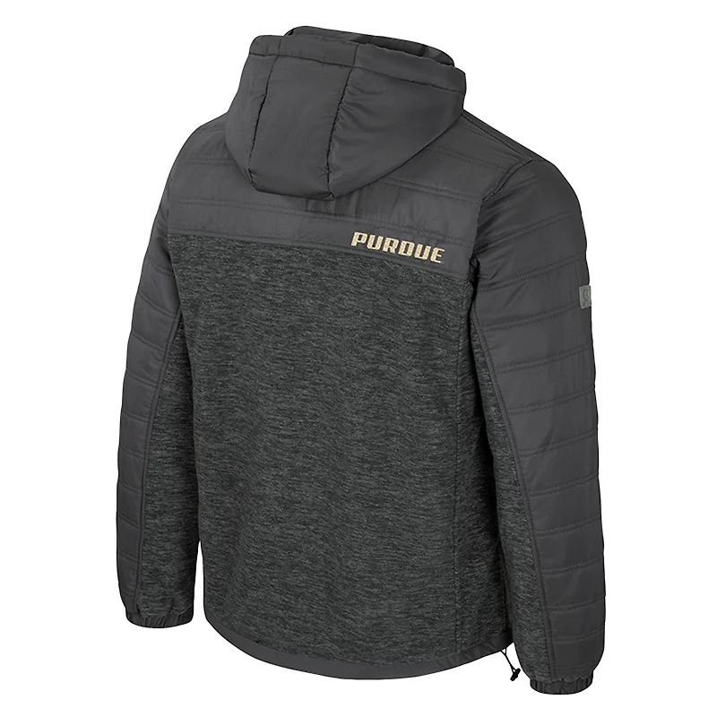 Men's Colosseum Charcoal Purdue Boilermakers Nightman Full-Zip Hoodie Puffer Jacket
