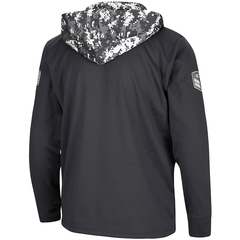Men's Colosseum Charcoal Purdue Boilermakers OHT Military Appreciation Digi Camo Quarter-Zip Hoodie