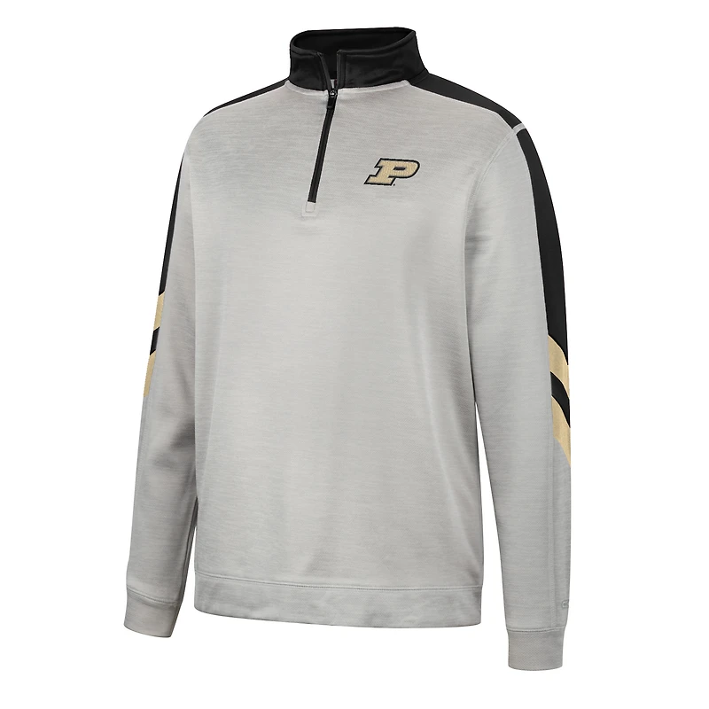 Veste Colosseum Homme Gris/Noir Purdue Boilermakers Bushwood Fleece Quarter-Zip Jacket