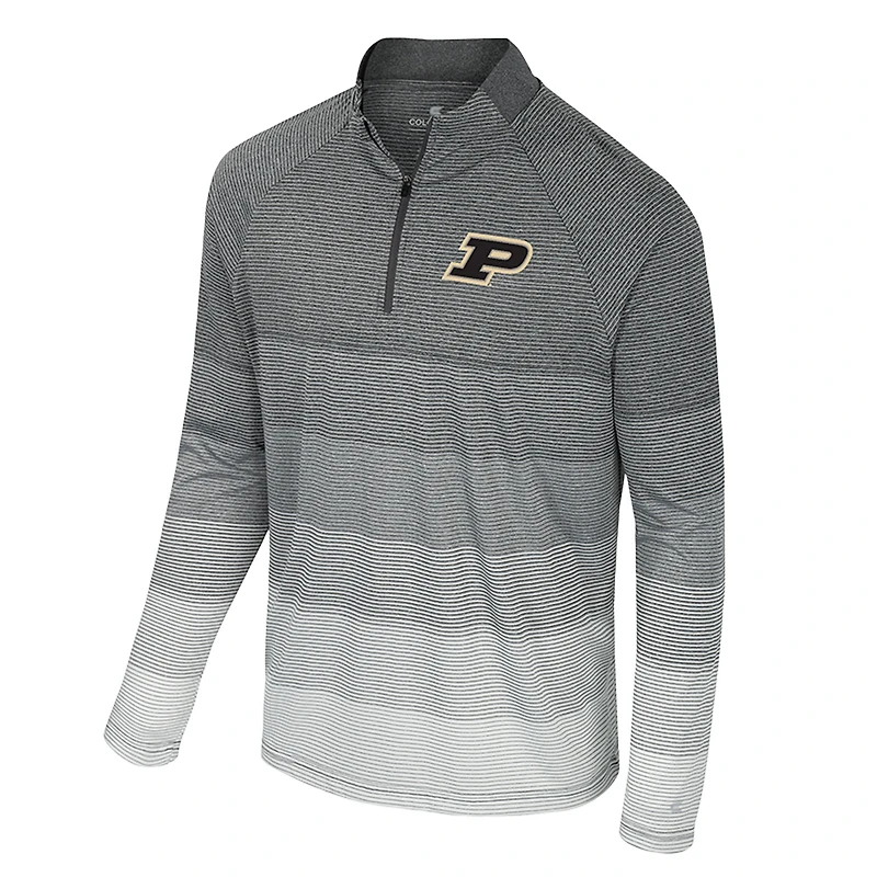 Men's Colosseum  Gray Purdue Boilermakers AI Striped Mesh Quarter-Zip Raglan Windshirt