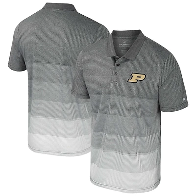 Men's Colosseum Gray Purdue Boilermakers Striped Mesh Polo