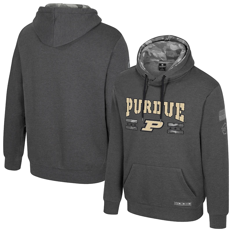 Sweat à capuche pour homme Colosseum Heather Charcoal Purdue Boilermakers Operation Hat Trick Squad