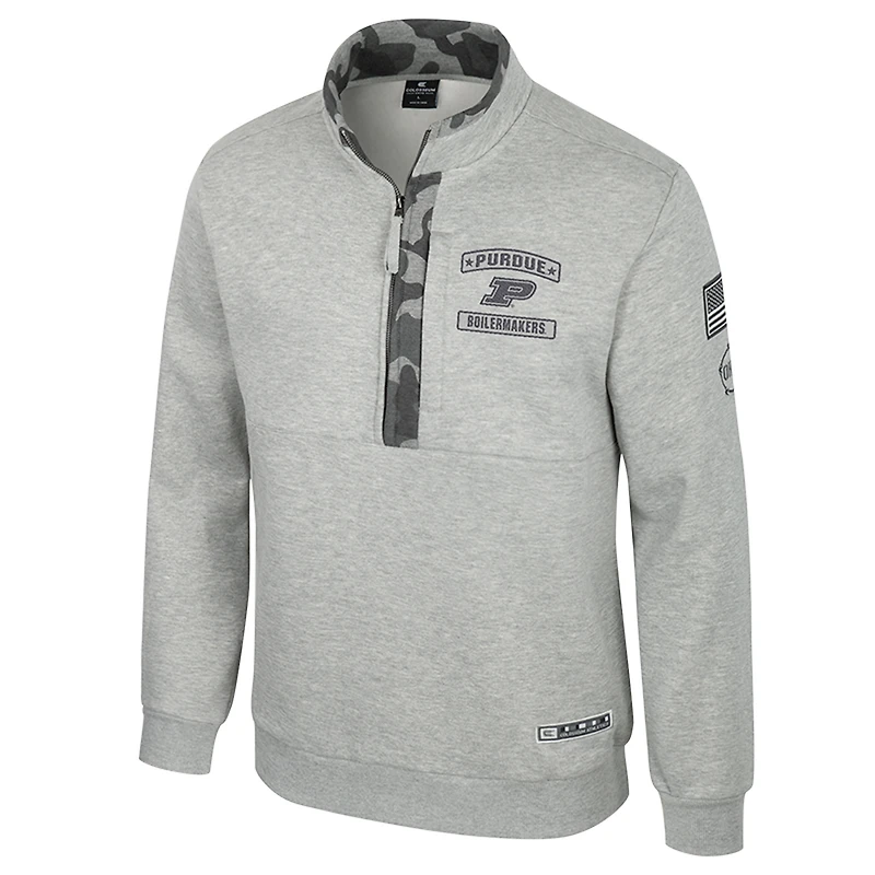 Veste polaire à fermeture éclair quart de tour OORAH OHT Military Appreciation Purdue Boilermakers pour homme, gris chiné Colosseum