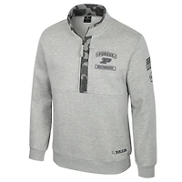 Veste polaire à fermeture éclair quart de tour OORAH OHT Military Appreciation Purdue Boilermakers pour homme, gris chiné Colosseum