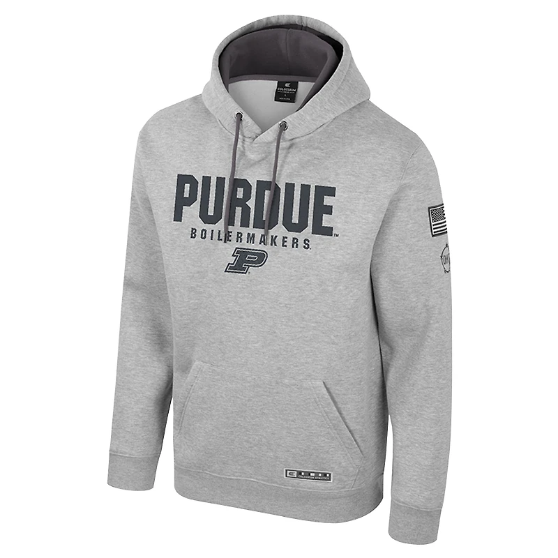 Men's Colosseum Heather Gray Purdue Boilermakers Oorah OHT Military Appreciation Pullover Hoodie