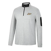 Men's Colosseum Heathered Gray/Black Purdue Boilermakers Country Club Windshirt Quarter-Zip Jacket