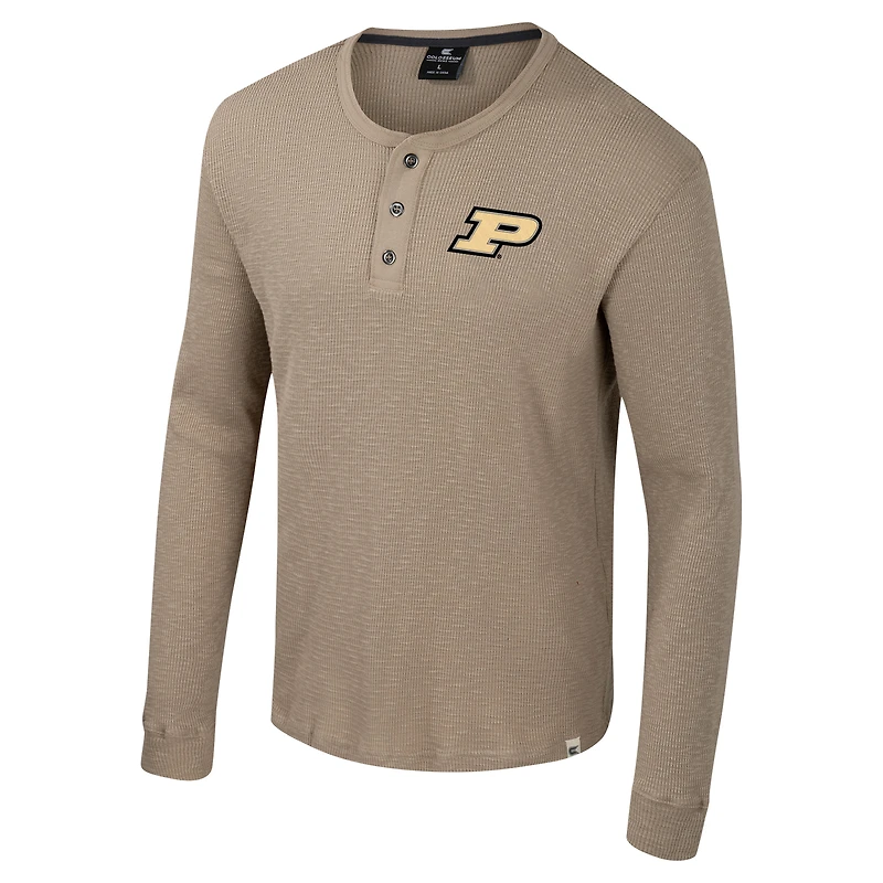 Chemise Henley à manches longues pour homme Colosseum Tan Purdue Boilermakers Great Outdoors