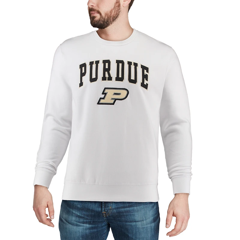 Colosseum White Purdue Boilermakers Arch & Logo Sweat-shirt à col ras du cou pour homme