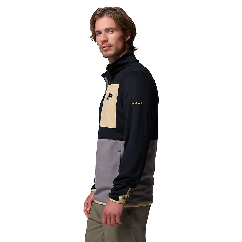 Pull-over demi-zip Columbia Purdue Boilermakers Hike Omni-Wick noir/gris pour homme