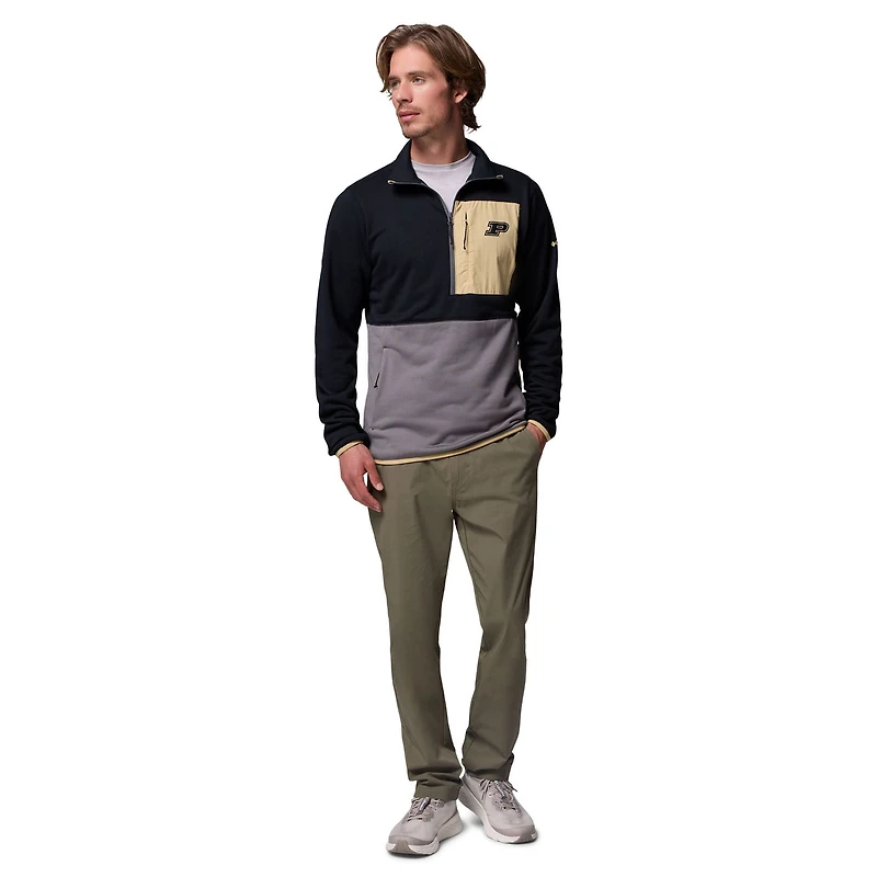 Pull-over demi-zip Columbia Purdue Boilermakers Hike Omni-Wick noir/gris pour homme