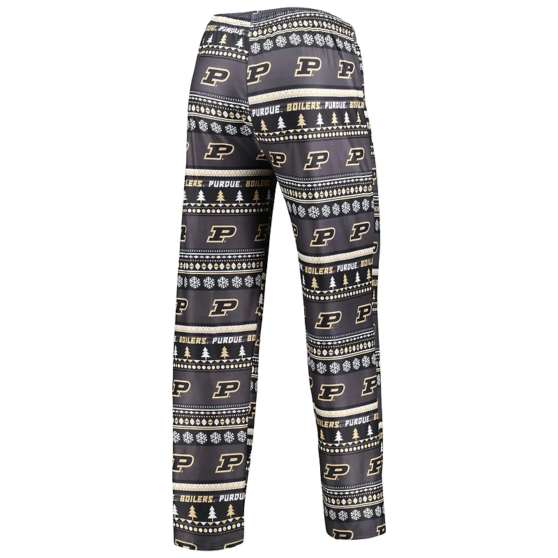 Men's Concepts Sport Black Purdue Boilermakers Swivel Long Sleeve Top & Pants Sleep Set