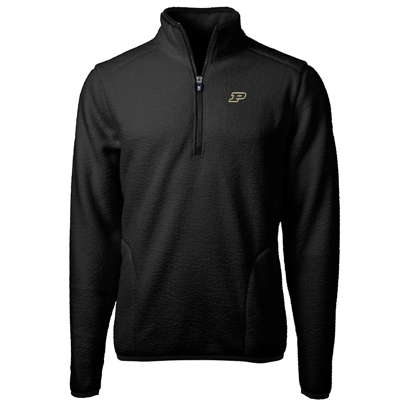Veste polaire sherpa écologique Cascade noire pour homme Cutter & Buck Purdue Boilermakers, grandes tailles, fermeture éclair au quart de pouce