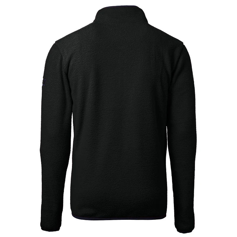 Men's Cutter & Buck Black Purdue Boilermakers Big Tall Cascade Eco Sherpa Fleece Quarter-Zip Jacket