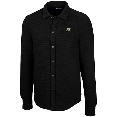 Men's Cutter & Buck Black Purdue Boilermakers Coastal Button-Up Shirt Jacket