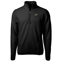 Men's Cutter & Buck Black Purdue Boilermakers Team Logo Cascade Eco Sherpa Fleece Quarter-Zip Pullover Jacket