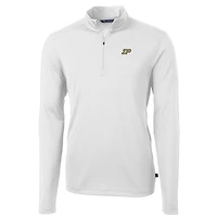 Men's Cutter & Buck White Purdue Boilermakers Big Tall Virtue Eco Pique Recycled Quarter-Zip Pullover Top