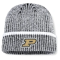 Bonnet en tricot à revers Purdue Boilermakers Haze noir/blanc Fanatics pour homme