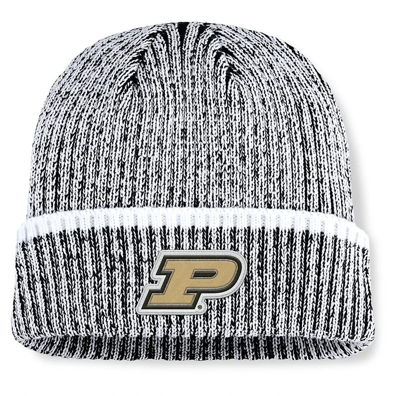 Bonnet en tricot à revers Purdue Boilermakers Haze noir/blanc Fanatics pour homme