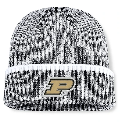 Bonnet en tricot à revers Purdue Boilermakers Haze noir/blanc Fanatics pour homme