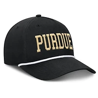 Casquette ajustable Fanatics noire Purdue Boilermakers avec corde de balle de faute pour homme
