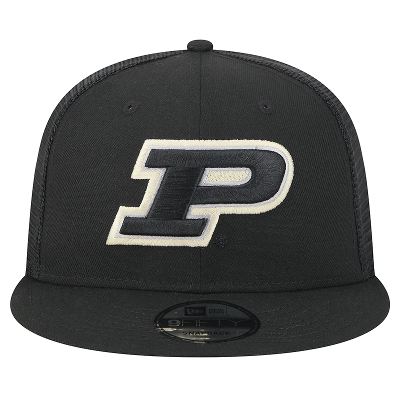 Men's New Era Black Purdue Boilermakers Trucker 9FIFTY Snapback Hat