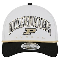 Men's New Era White/Black Purdue Boilermakers Arch Two-Tone Rope 9FORTY A-Frame M-Crown Adjustable Hat