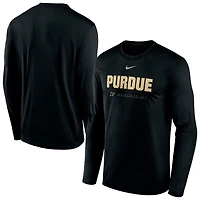 T-shirt à manches longues Nike Purdue Boilermakers 2025 Courtside Basketball Shootaround Dri-FIT noir pour homme