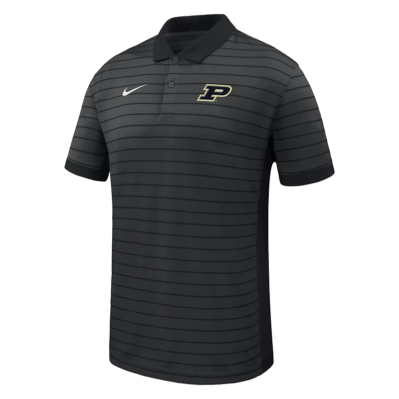 Men's Nike Black Purdue Boilermakers 2025 Early Season Coaches Sideline Victory Stripe Performance Polo