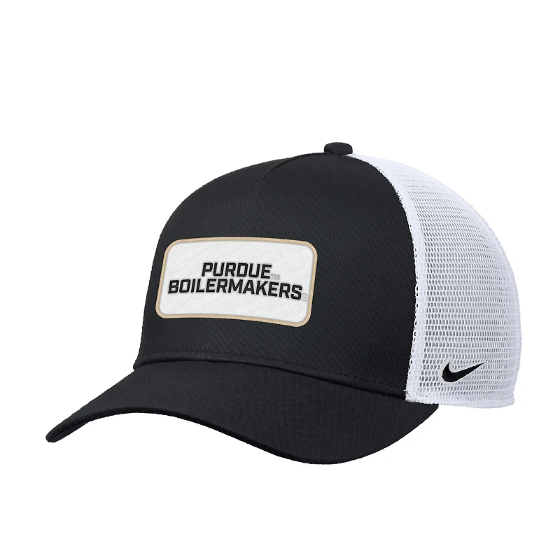 Casquette ajustable Nike noire Purdue Boilermakers 2025 On-Field Rise Trucker Performance pour homme