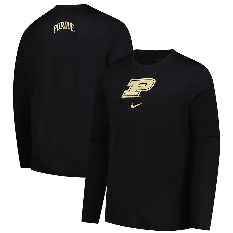T-shirt à manches longues de basketball Nike Purdue Boilermakers pour homme, noir
