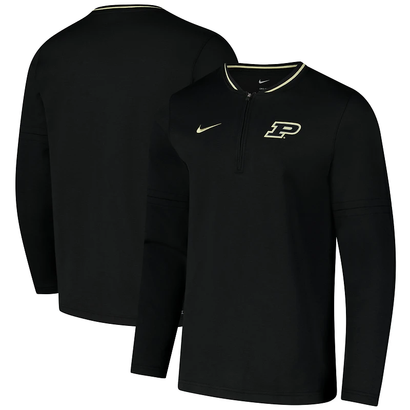 Veste Nike noire Purdue Boilermakers Coaches à quart de zip pour homme