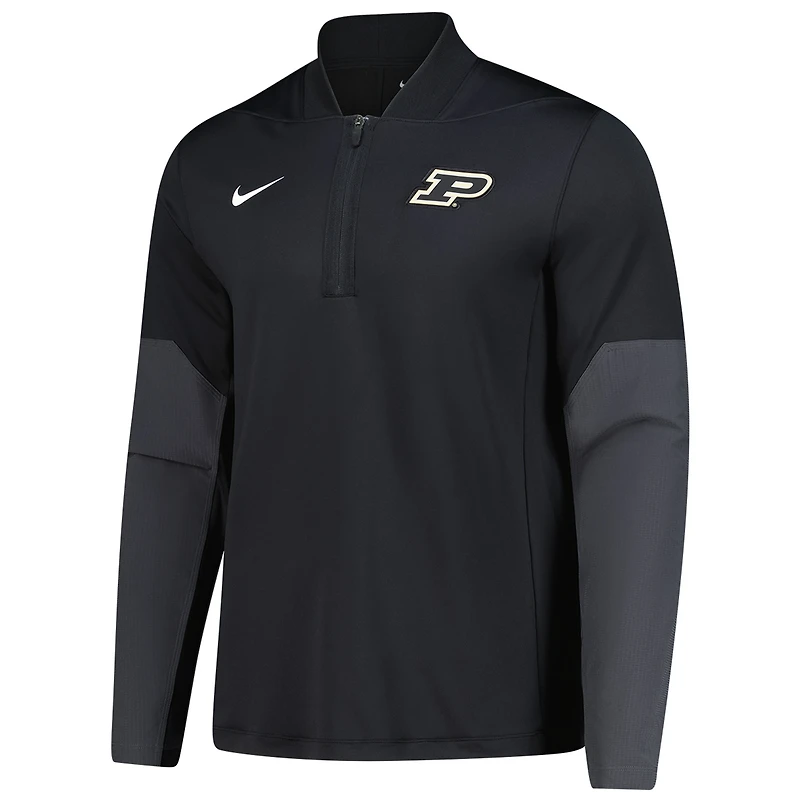 Pull Nike Purdue Boilermakers Dri-FIT demi-zip noir pour homme