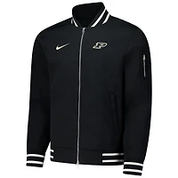 Veste aviateur entièrement zippée Nike Purdue Boilermakers noire pour homme