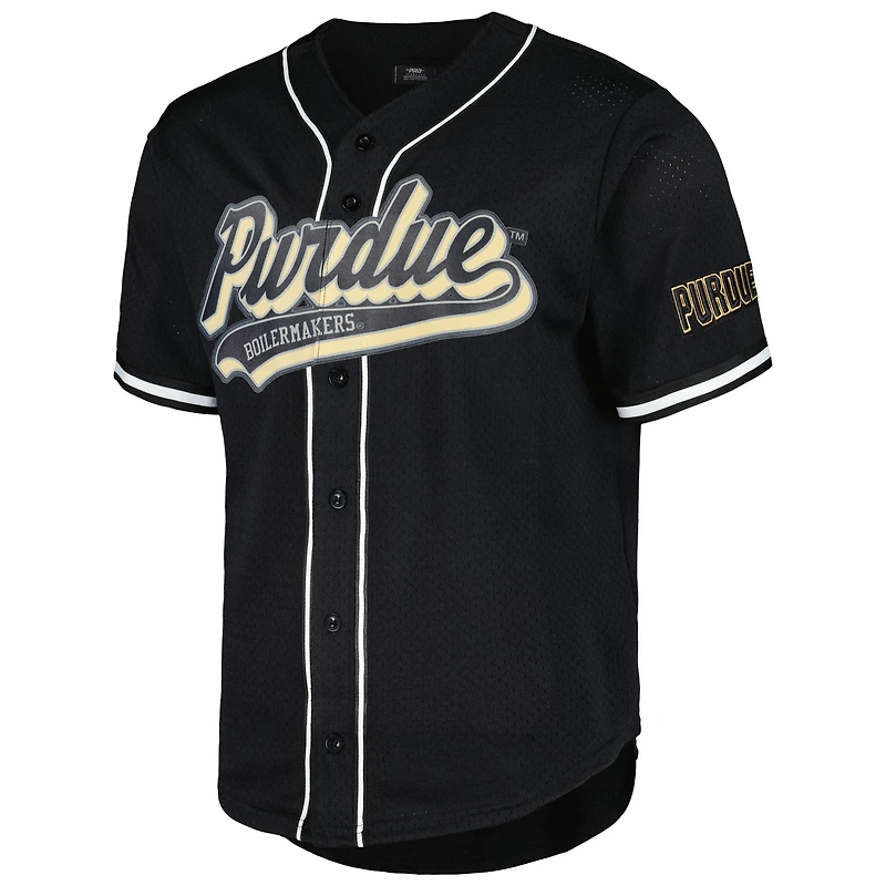 Men's Pro Standard Black Purdue Boilermakers Mesh Full-Button Replica Baseball Jersey
