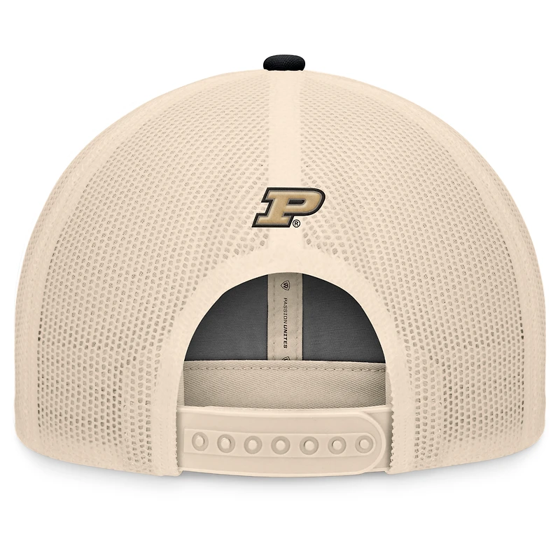 Men's Top of the World Black/Natural Purdue Boilermakers Bennett Trucker Adjustable Hat