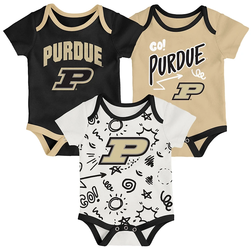 Newborn & Infant Outerstuff Purdue Boilermakers Three-Pack All Day Play Bodysuit Set